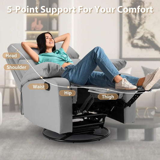 Cómodo sillón reclinable mecedor para relajación y apoyo, diseño moderno en gris, para tu sala de estar o cine en casa