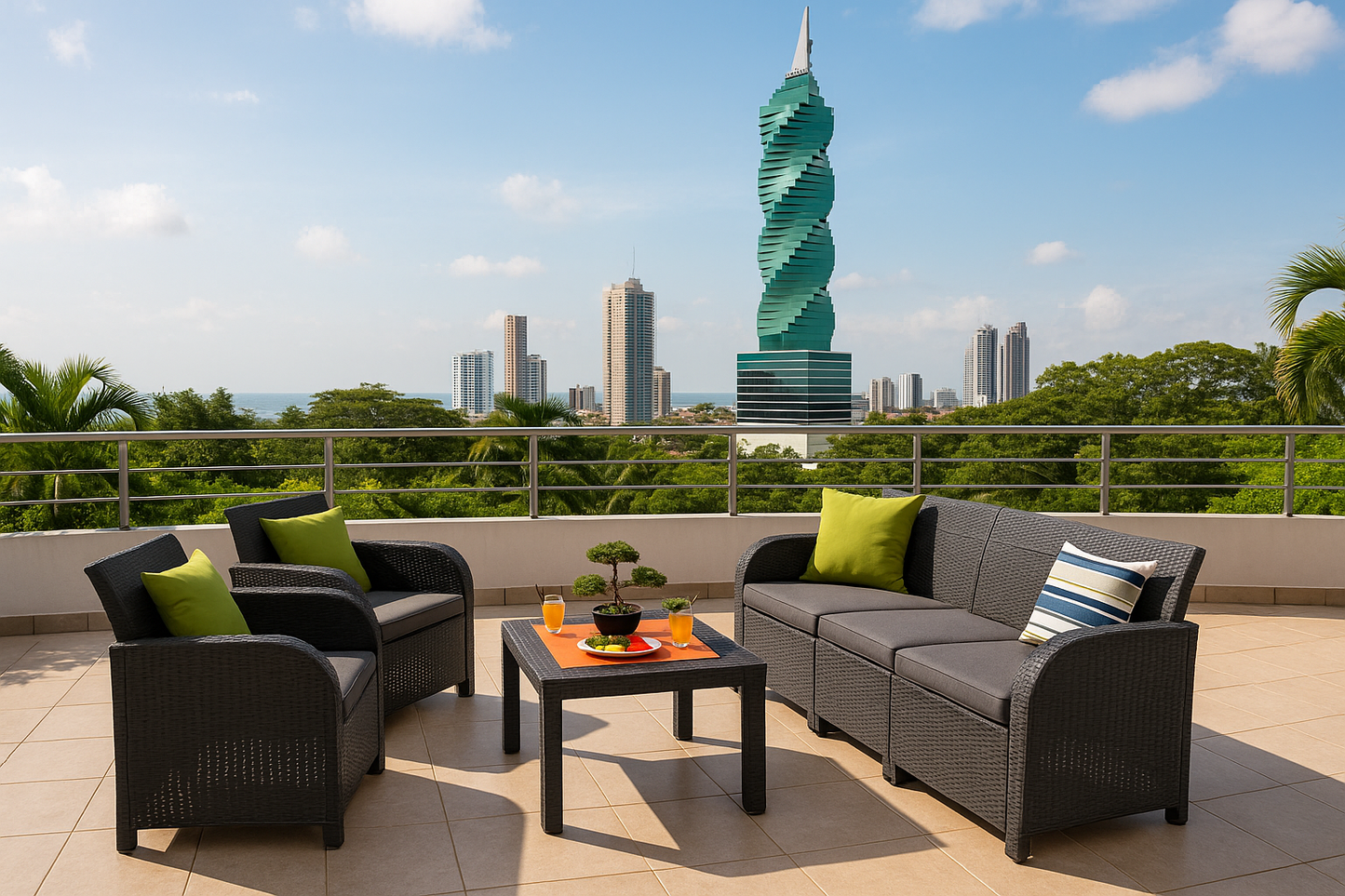 Mueble de jardín y mesa de centro Sanremo de 5 plazas