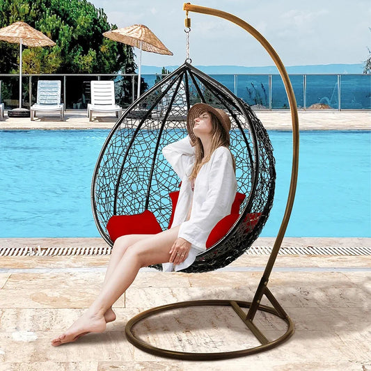 Silla colgante base de hierro color bronce oscuro