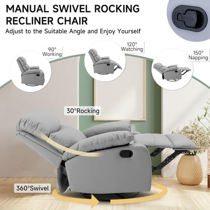 Cómodo sillón reclinable mecedor para relajación y apoyo, diseño moderno en gris, para tu sala de estar o cine en casa